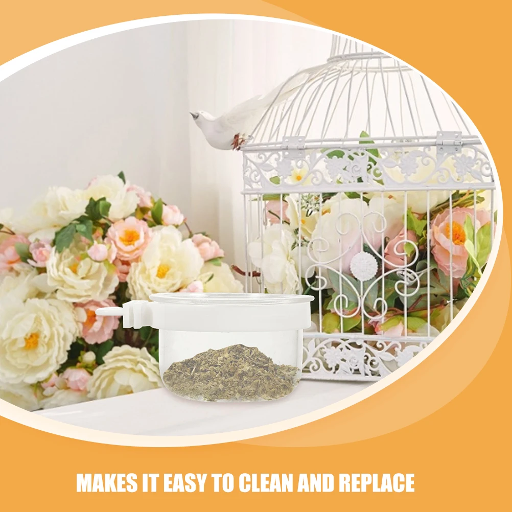 

7 Pcs Parrot Feeder Bird Cage Clear Dish Feeding Cups Detachable Transparent Bowl Food Holder