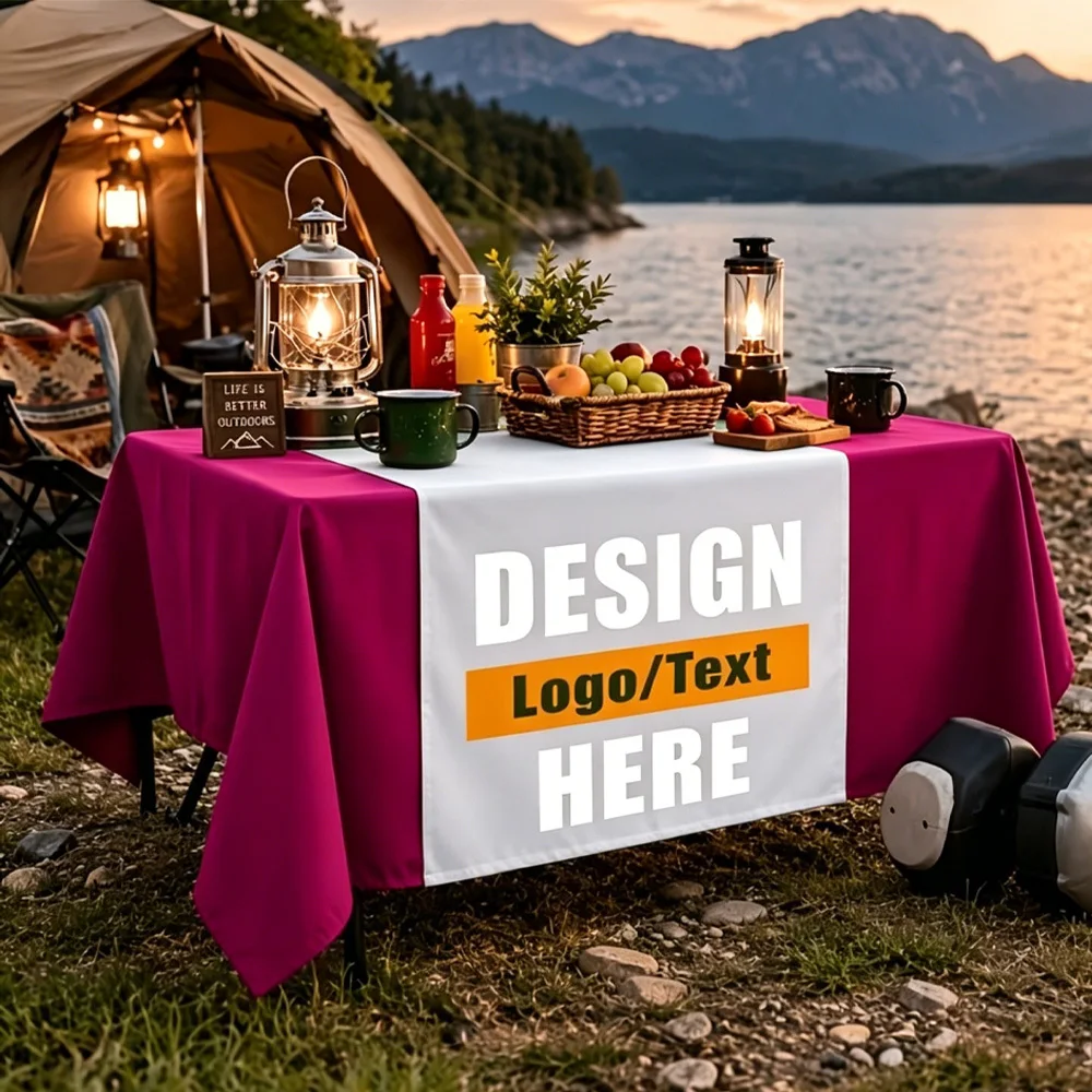 Custom Table Covers with Logo, Personalized Polyester Tablecloth for Customizing Birthdays, Weddings, Anniversaries, Trade Shows