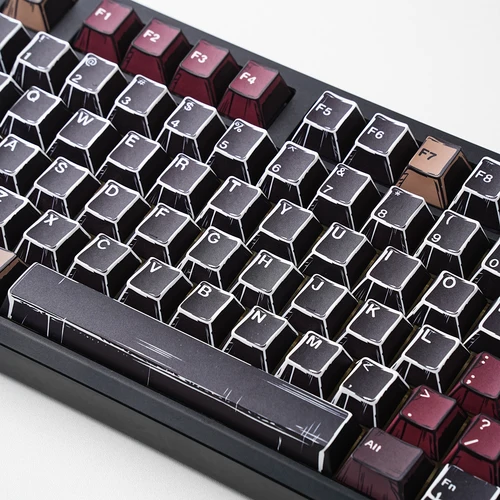 Imagen 2 del producto Teclas R1 R2 de luz mixta de estilo cómico, tinte opaco de cereza PBT, Sub coreano, alemán, francés, interruptor Mx, teclado, teclas rusas BRPT