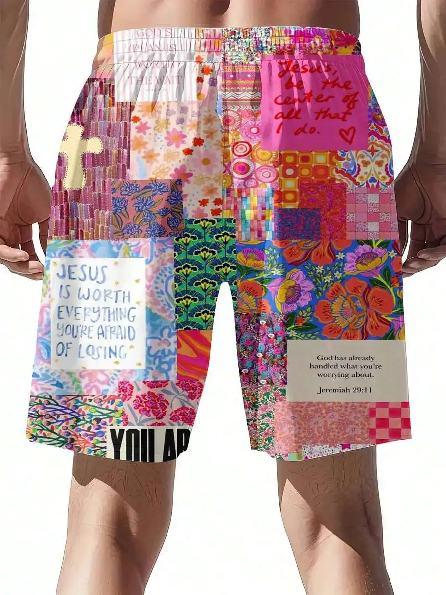 

Colorful Christian Bible Verse Swim Trunks With Jesus Quotes For Men Beach Outdoor Leisure Sports
