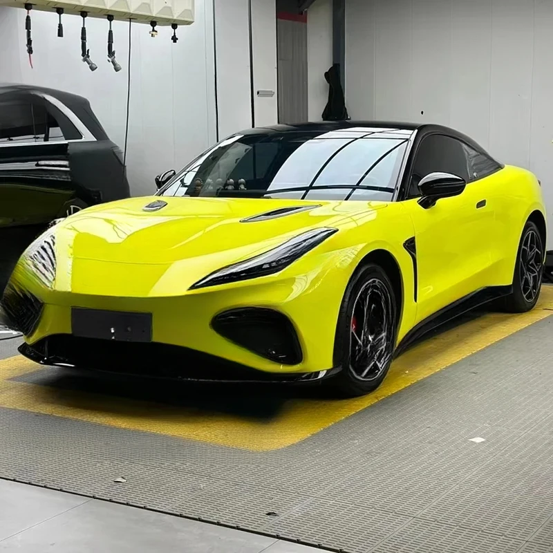 High Quality Factory Supply 1.52x17M Glossy Lemon Yellow Car Wrap Vinyl Film Auto Body Color Change Modification Accessories