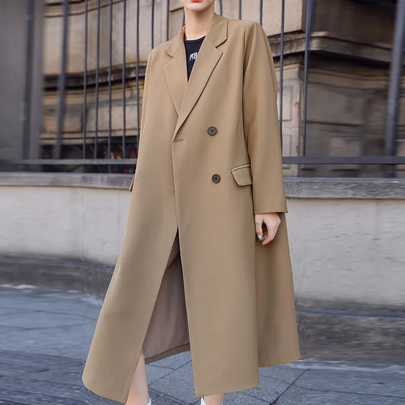 

SuperAen Oversized Women's Long Suit Overcoat Women's Autumn 2024 Loose Casual Long Coat