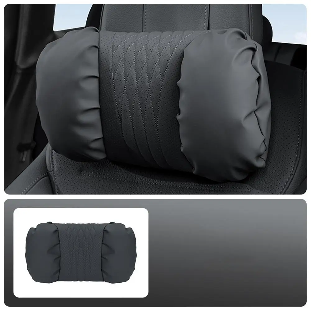 Car Headrest Lumbar Support Comfortable Breathable Pillows Car Seat Waist Cushion Luxury Nappa Leather Car Interior  Accessories