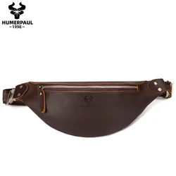 LAREET Fashion 100%Genuine Leather Men's Bag Fanny Waist Pack High Quality Male Phone Pocket Outdoor Sport Chest Bag