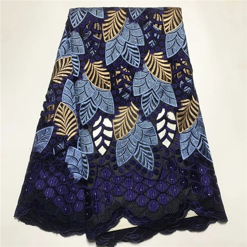 

5 Yard Swiss Voile Lace Fabric Lafaya Heavy Beaded Embroidery African 100% Cotton Popular Dubai Style For Party Material PSJF312