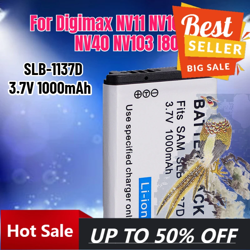 【Fast Delivery】1000mAh SLB-1137D Replacement Battery for Digimax NV11 NV100 NV30 NV40 NV103 I80 I85 Digital Camera