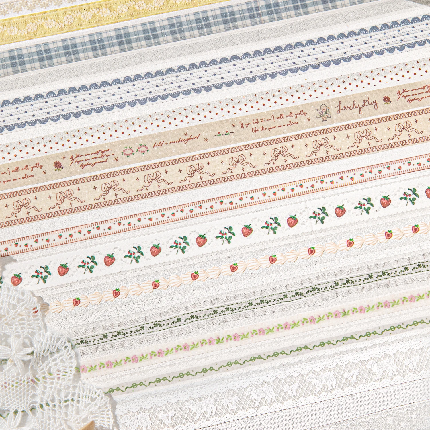 3 Rolls Handmade Lace Series Glitter Sand PET Tape Set For Scrapbooking DIY Journal Decoration Gift