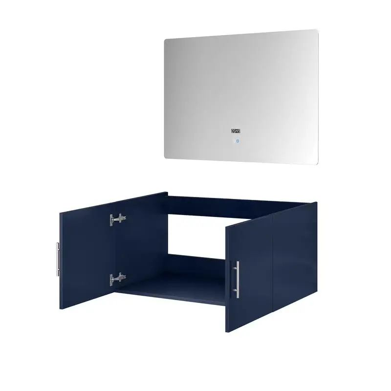 حمام باللون الأزرق الداكن مقاس 36 بوصة مع عمق 22 بوصة ومرآة LED