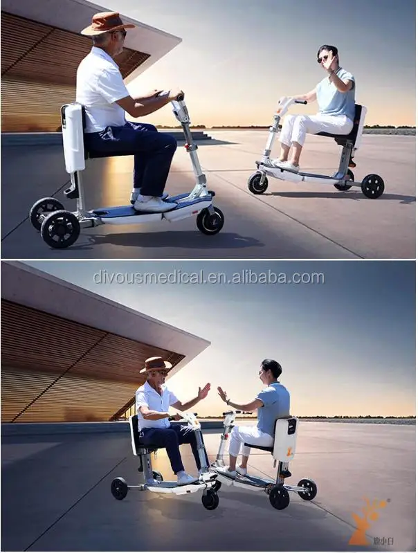 Neue modische, zusammenklappbare dreirädrige Elektroroller-Lithiumbatterie kann am Flugzeug getragen werden