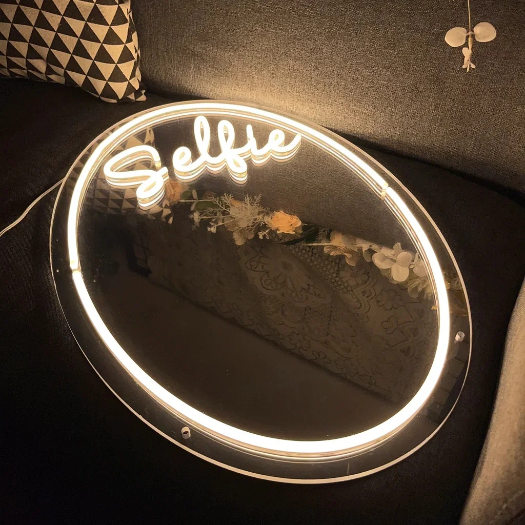 علامة نيون لمرآة سيلفي حديثة مخصصة من IPixel لغرفة المعيشة، حروف LED فنية، سطوع عاكس للضوء، مادة صديقة للبيئة #2
