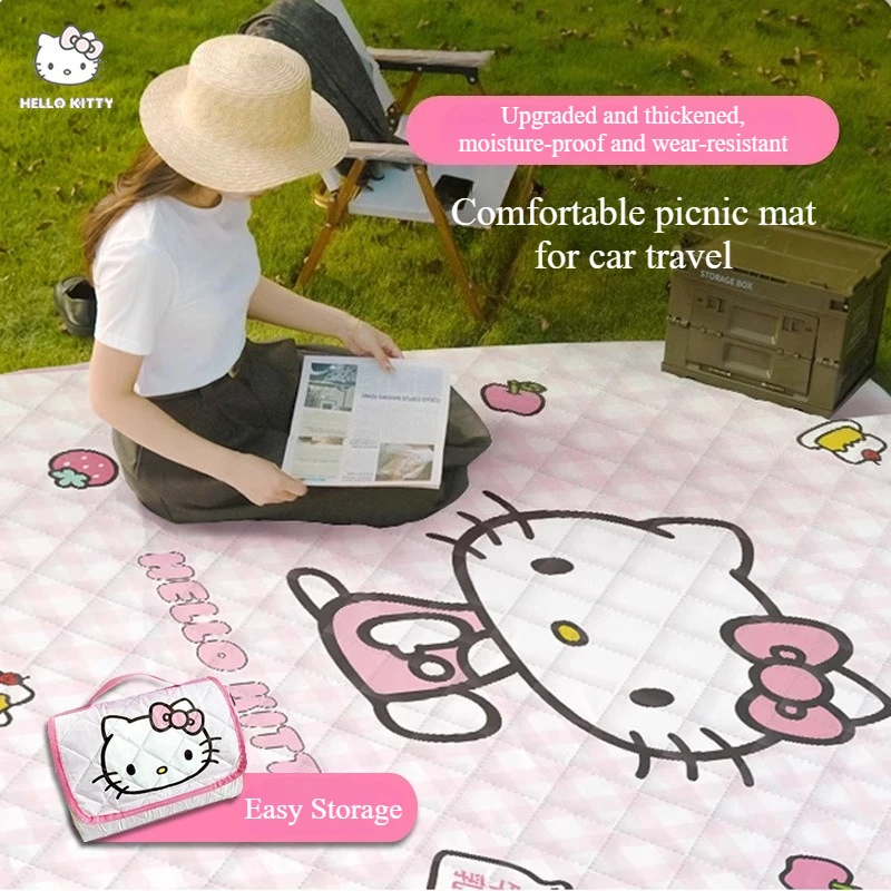 

Увеличенный утолщенный коврик Hello Kitty для автомобильного пользователя, обеденный коврик на открытом воздухе, водонепроницаемый влагостойкий пляжный коврик для защиты травы