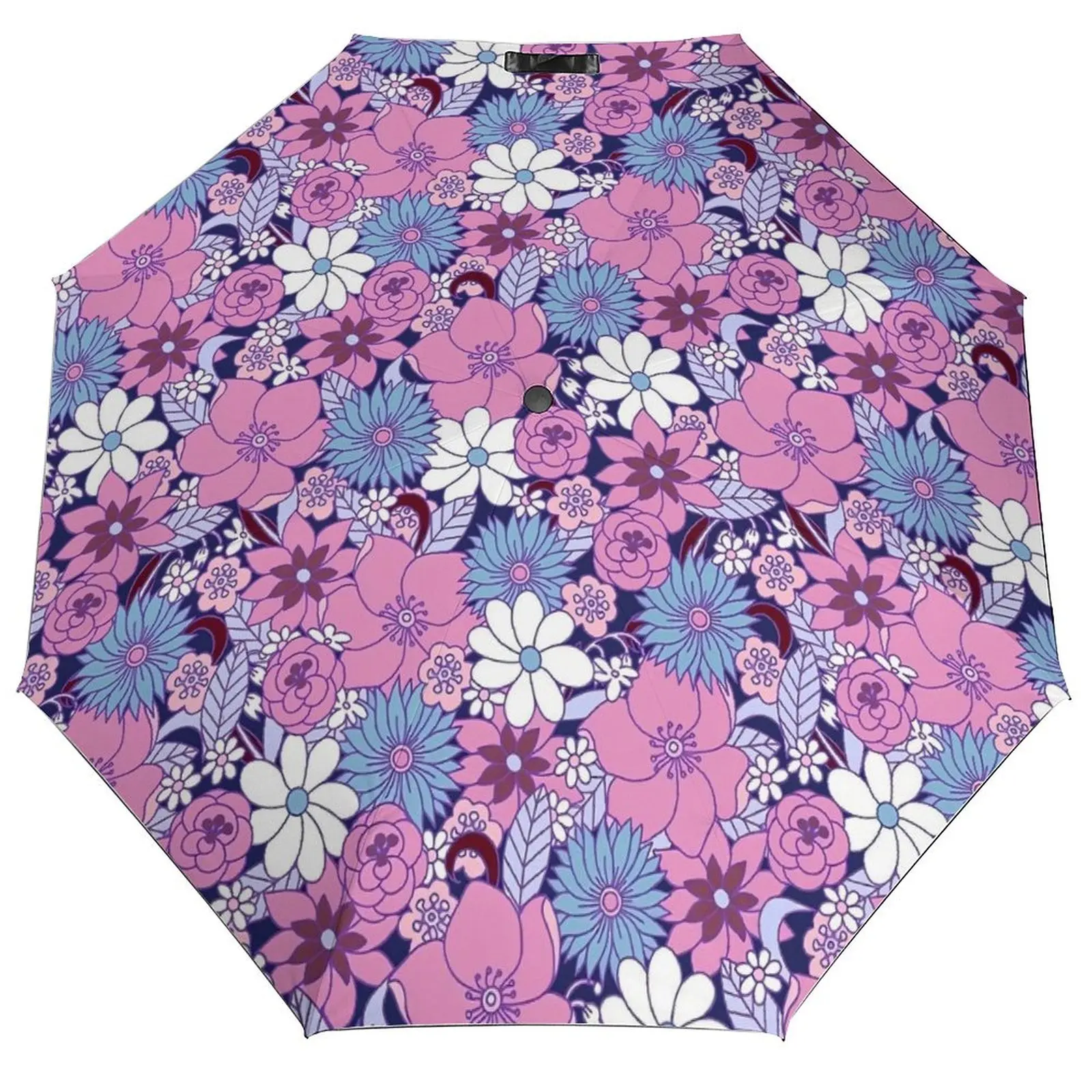 

Зонт в стиле бохо с цветочным принтом 80-х годов, трехкратный автоматический зонт от дождя и солнца для мужчин и женщин, складной зонт для гольфа с милым художественным принтом