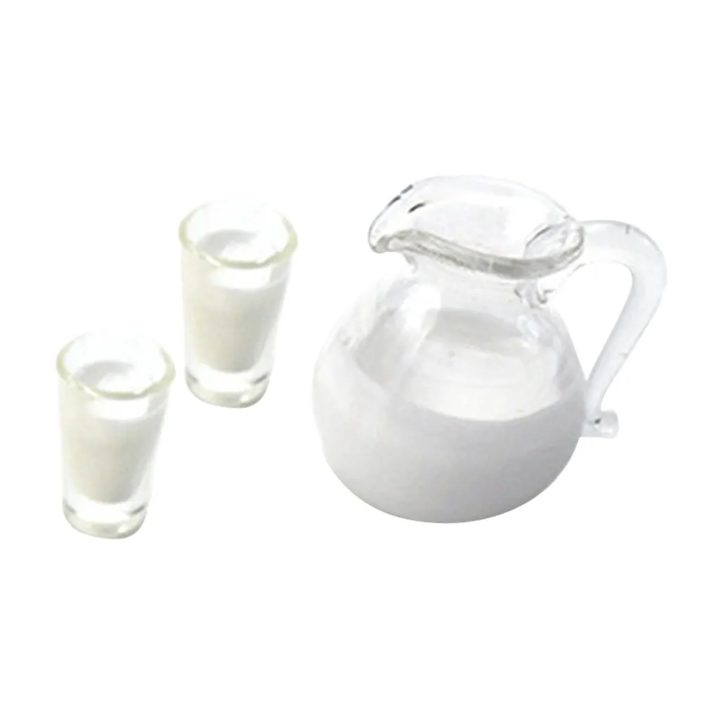 

1Set Mini Milk Jug Ornament Exquisite Detail Resin Plastic Decor for Miniature House Garden Setup Pretend Play Activity Decor