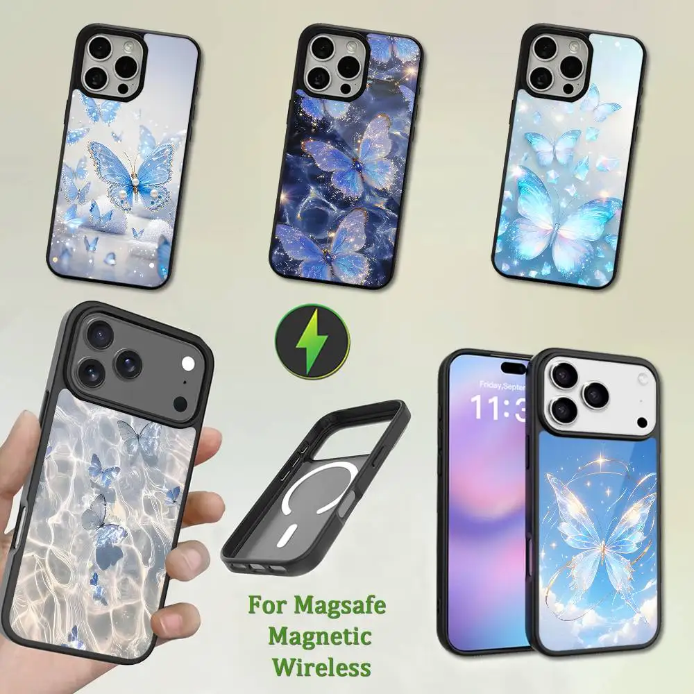 

Colorful Art Flash Butterfly Phone Case For iPhone 13,12,11,16,15,17,14,Pro,Max,Plus,Mini,Magsafe,Magnetic Wireless Charging