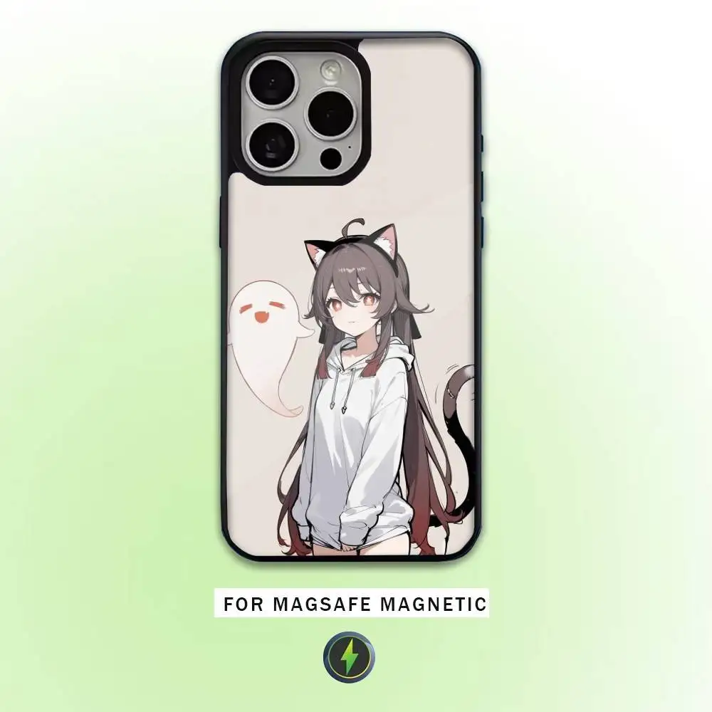 เคสโทรศัพท์ลายเกมยอดฮิต Genshin Hu Tao สำหรับ iPhone17,16,15,14,13,12,11 Plus,Pro Max รองรับแม่เหล็กสำหรับการชาร์จไร้สาย Magsafe