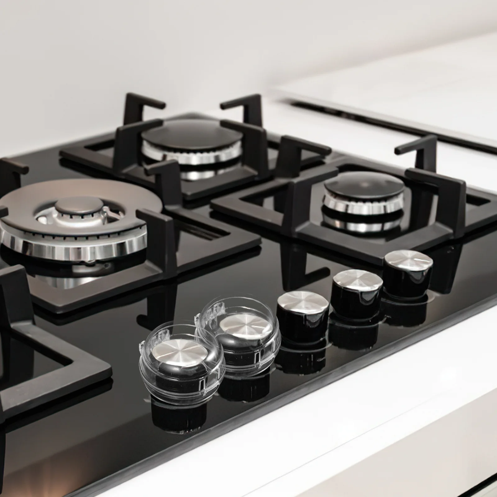 6 uds cubiertas de perilla para protectores de seguridad para niños Protector de quemador de estufa transparente fácil de instalar sin herramientas ajuste Universal lavado de horno de Gas
