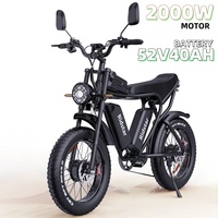 Electric bike Q20 POR 2000W Powerful Motor 52V 40Ah Dual Battery adult Electric Bicycle Mountain off-road 20inch Fat Tire E-bike