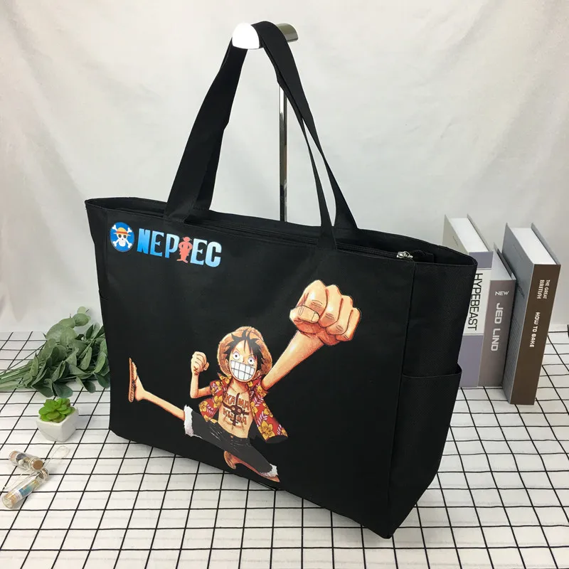 One Piece rufy Tony Chopper Tote Bag Anime Cartoon borse a tracolla donna grande capacità pieghevole Storage Beach Shopping Handbag