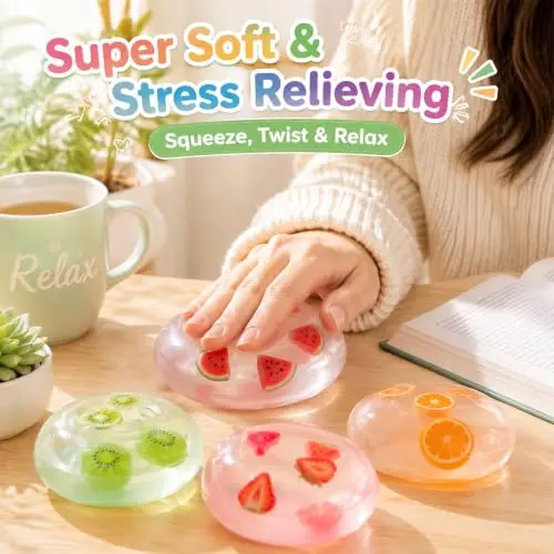 Handmade Fruit Coconut Oil Squeeze Ball Vaseline Moldable Non Rebound High Transparent Jelly Squishy Stress Relief Fidget Toy