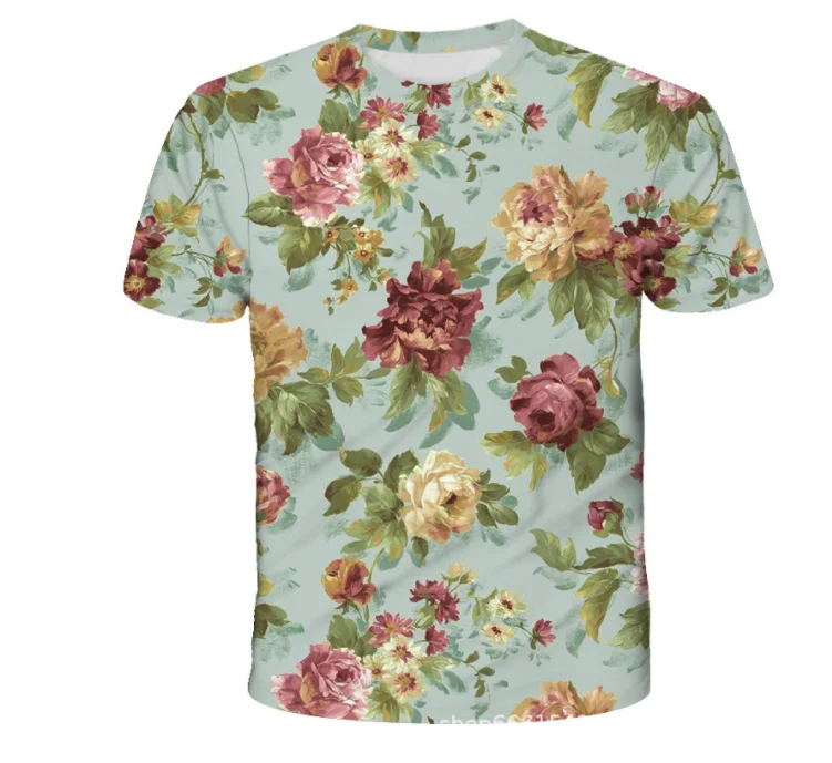New 3D Print Big Flower Pattern Clothing  Fashion Men Women T-shirt Plus Size S-7XL Four Seasons Casual Oversized  Streetwear