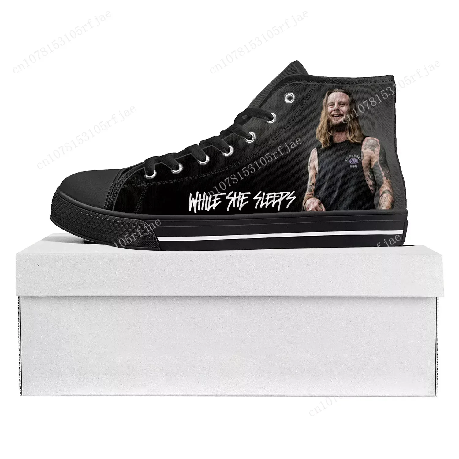 While She Sleeps Metalcore Band High Top High Quality Sneakers Mens Womens Teenager Canvas Sneaker Couple Shoe Custom Shoe Black