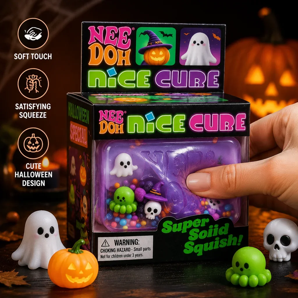 NeeDoh Halloween Themed Spider Pumpkin Soft Squishy Sensory Fidget Toy Stress Relief Decompression Toy Party Holiday Gift