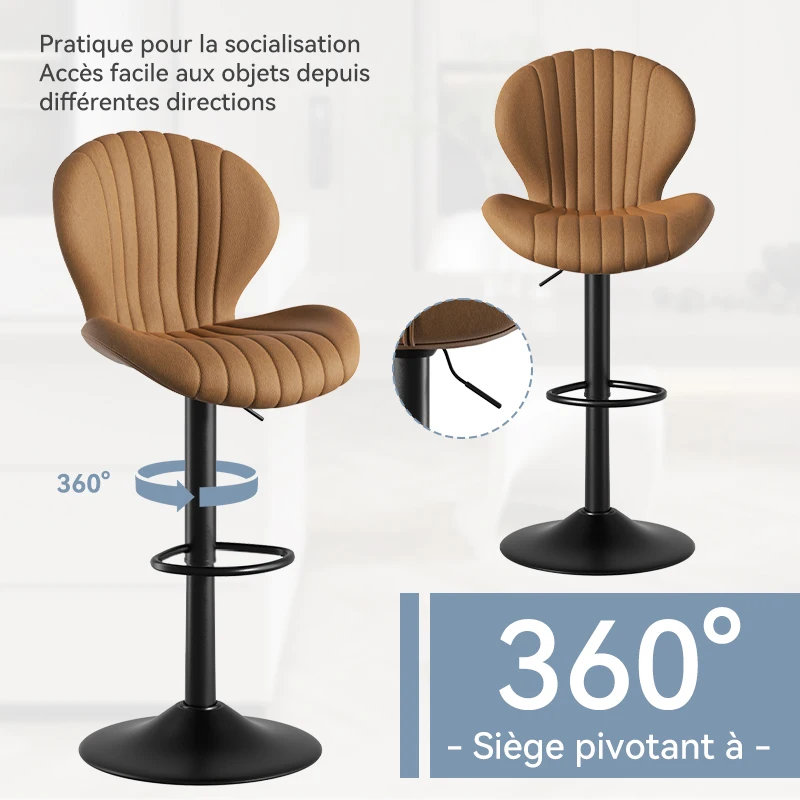 2 قطعة/المجموعة كرسي بار دوار حديث، 360 °   مقعد بار بارتفاع عداد قابل للتعديل، مع مسند ظهر بدون درابزين، مناسب للبار،