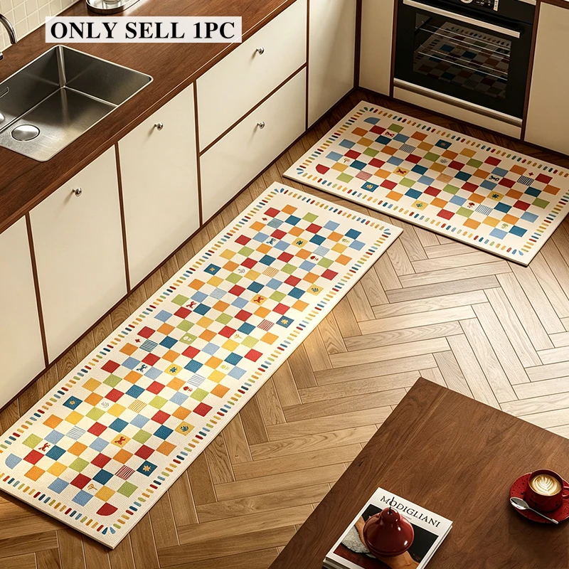 Kitchen Rug Pvc Waterproof Leather Carpet Modern High-End Long Floor Mat Non-slip Oil-proof Home Decor Rugs Alfombras De Cocina