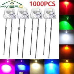 1000pcs Min F5 5mm Straw Hat Water Clear Emitting Diode Ultra Bright White Blue Green Yellow Red Wide Angle Bulb