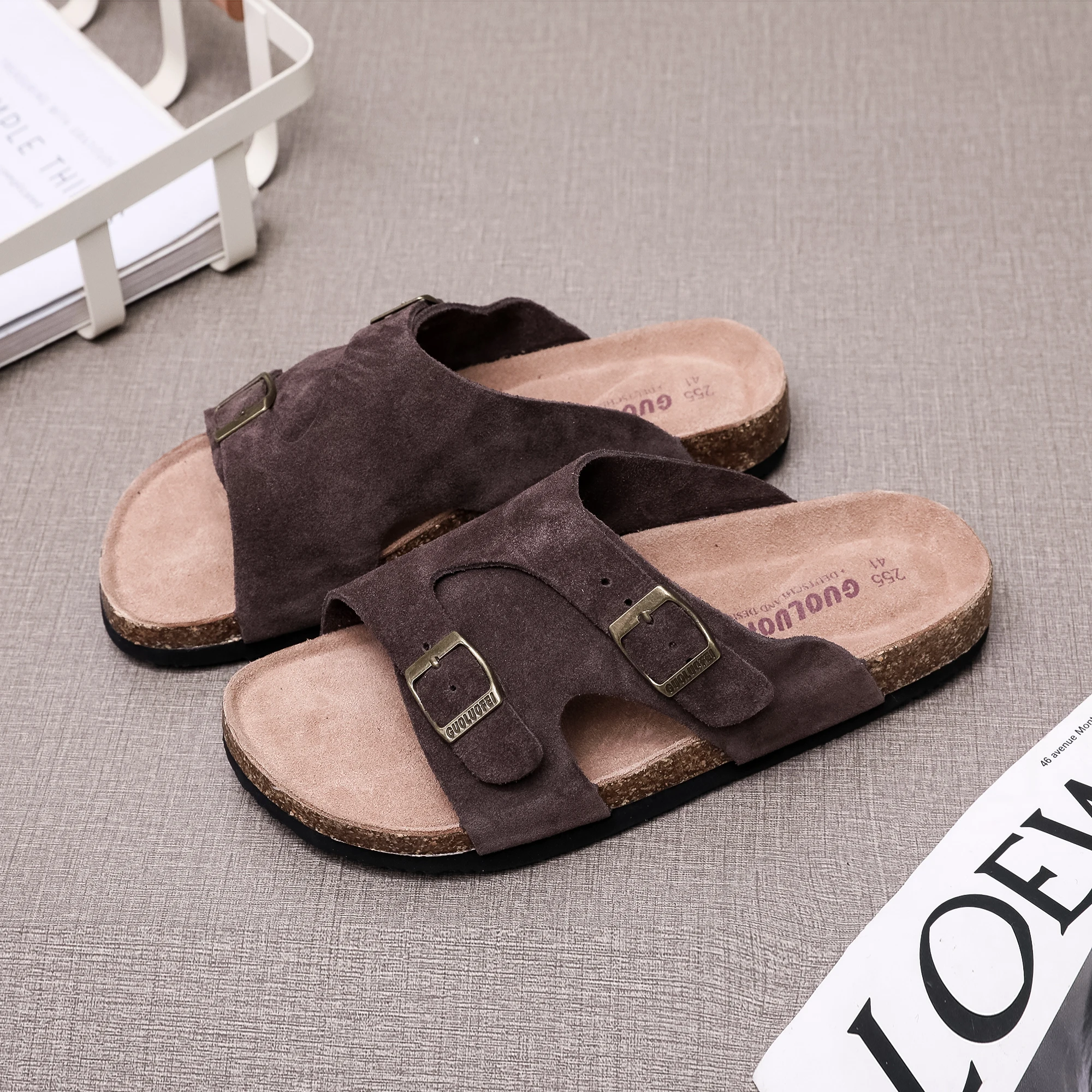 Men's Fashion Arabic Cork Slippers - Breathable Open Toe, EVA Traction Sole, All-Season & Adjustable