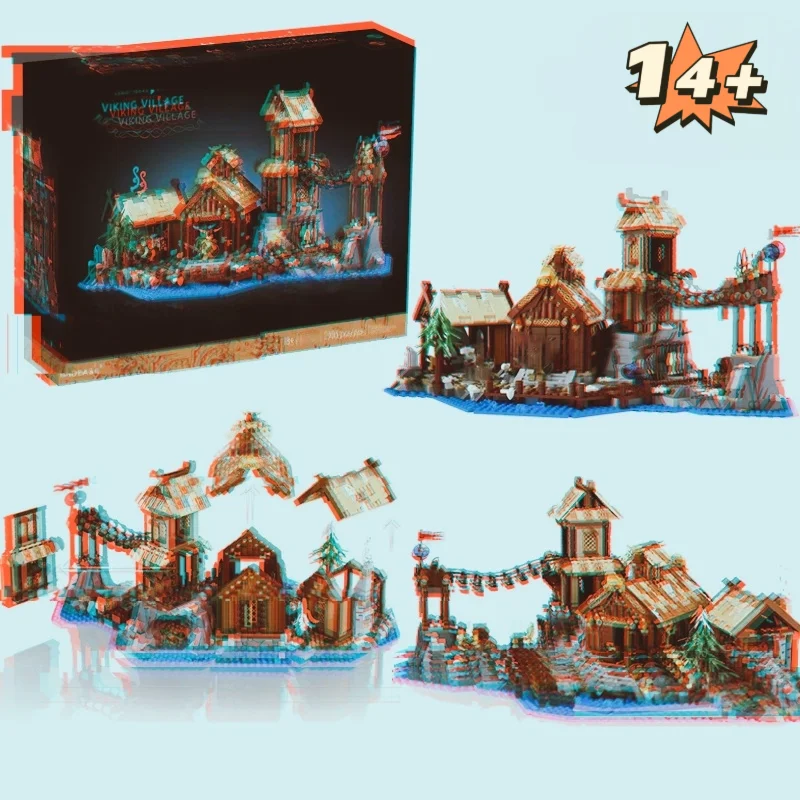 

2103PCS Viking Village Building Blocks MOC-21343 Model Bricks Ornament Toy Gift for Christmas Birthday Home Decorations