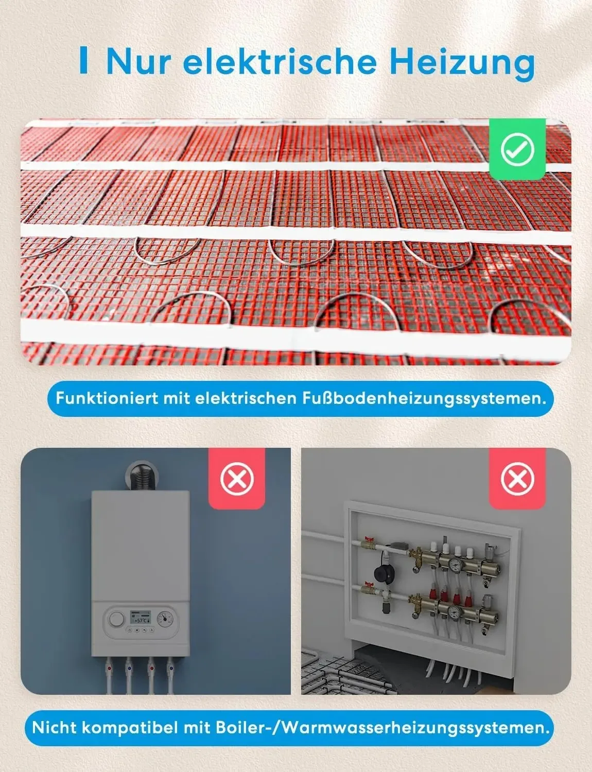 MTS215-Smart Electric Thermostat Meross Underfloor Heating Room Thermostat Heating Cooling