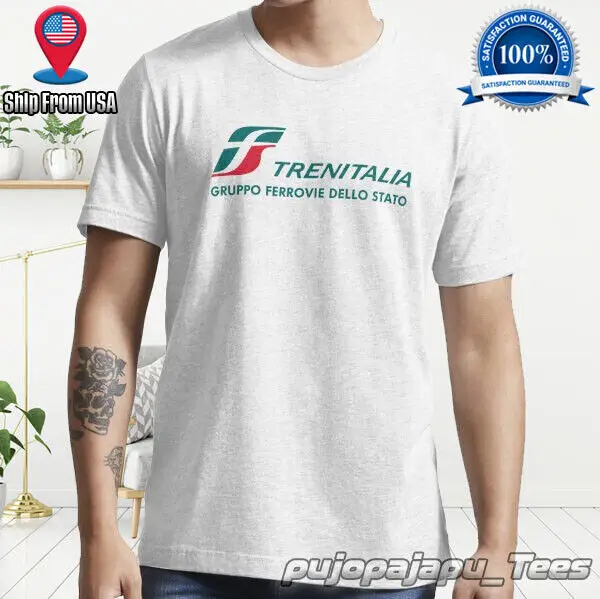 NEW Trenitalia Essential American Funny Logo Men Cotton TShirt Size S-5XL