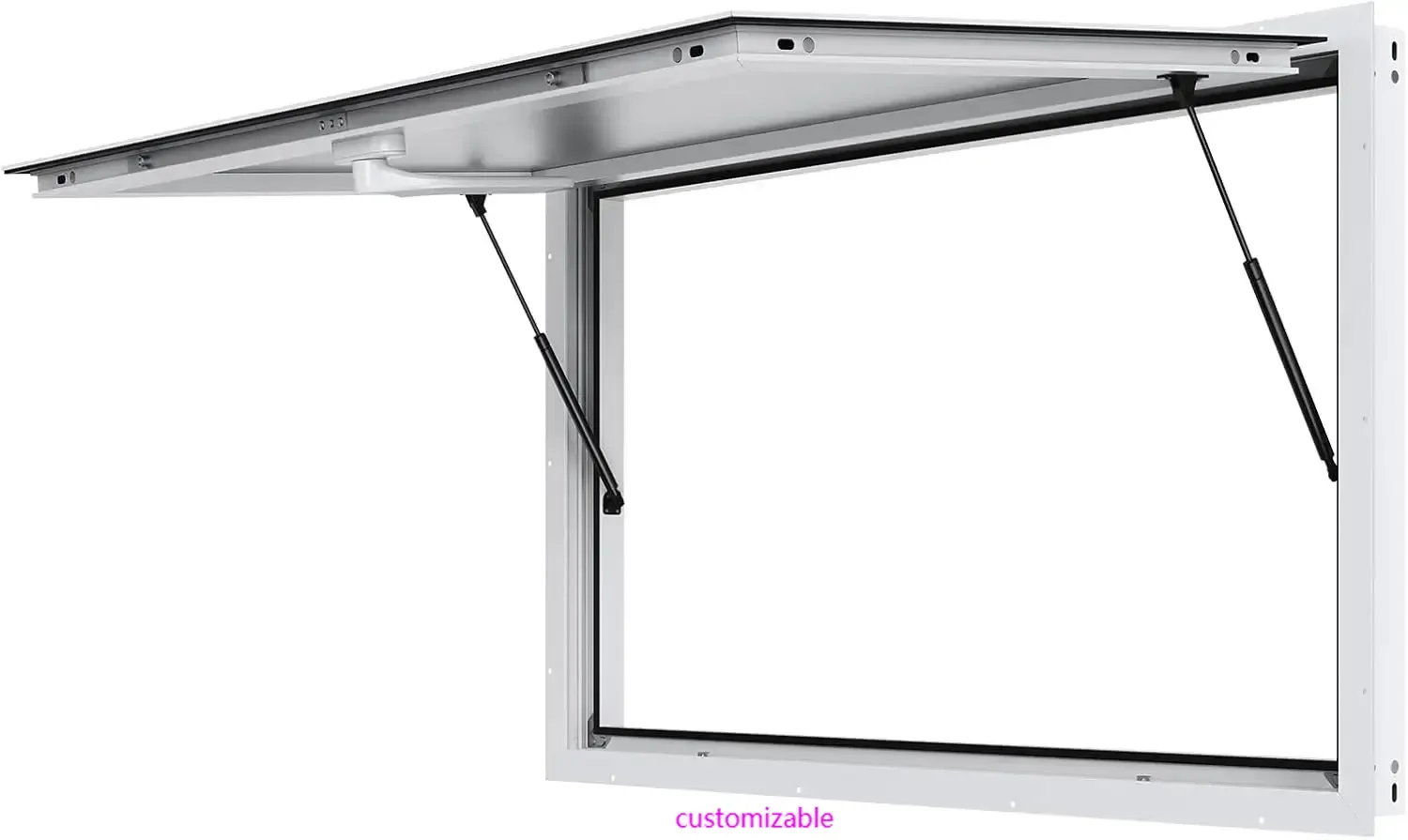 

Concession Window 60"x36", Aluminum Alloy Food Truck Service Window with Awning Door & Drag Hook, Up to 85 Degrees Stan