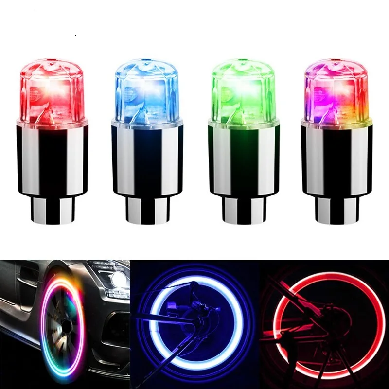 Luces de tapa de válvula de neumático de 2/4 piezas, luces de neumáticos duraderas para coche, tapas de válvula de aire con luces para motocicletas,