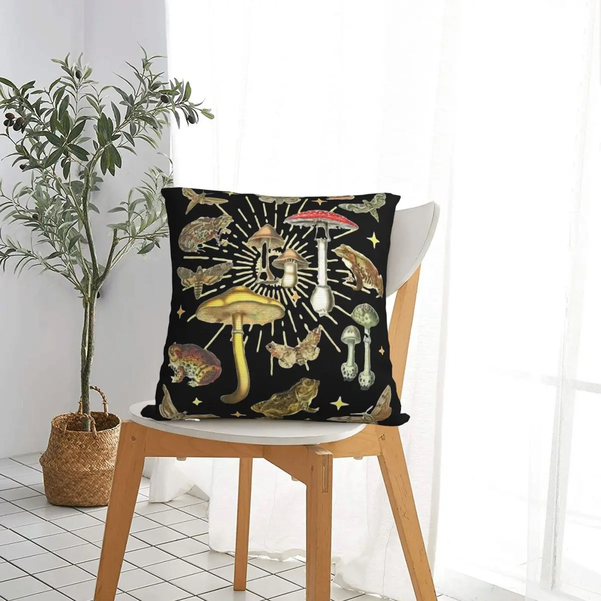Cottagecore Aesthetic Frog Goblincore Grugne Fairycore Mushroom Pillow Covers Home Cushion Cover Cool Throw Pillow Case 40*40