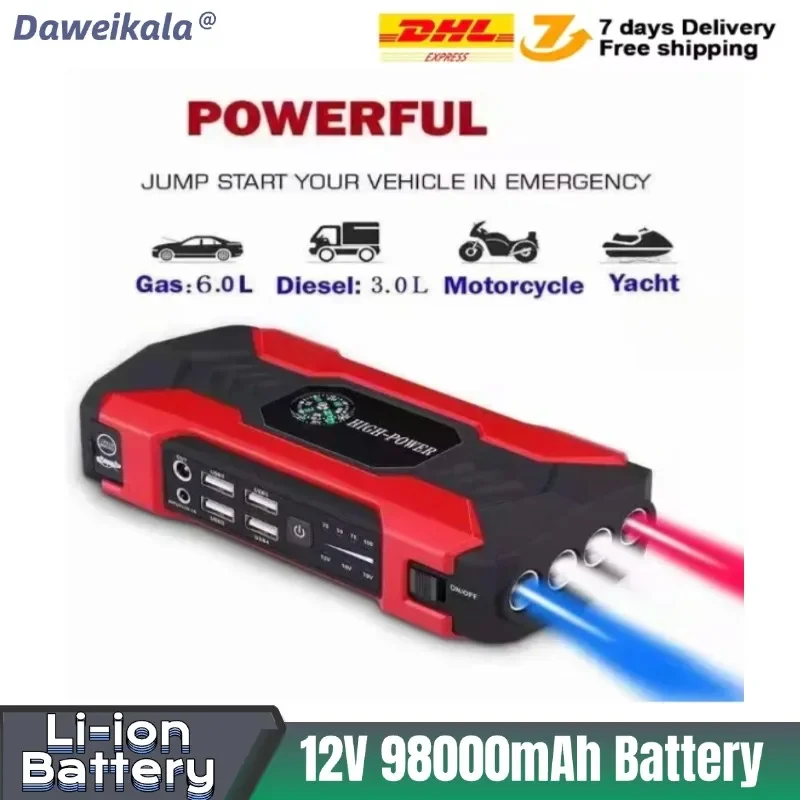 

Car Jump Starter Starting Device Battery Power Bank 12V98000mAh Jumpstarter Auto Buster Emergency Booster Car Charger Jump Sta