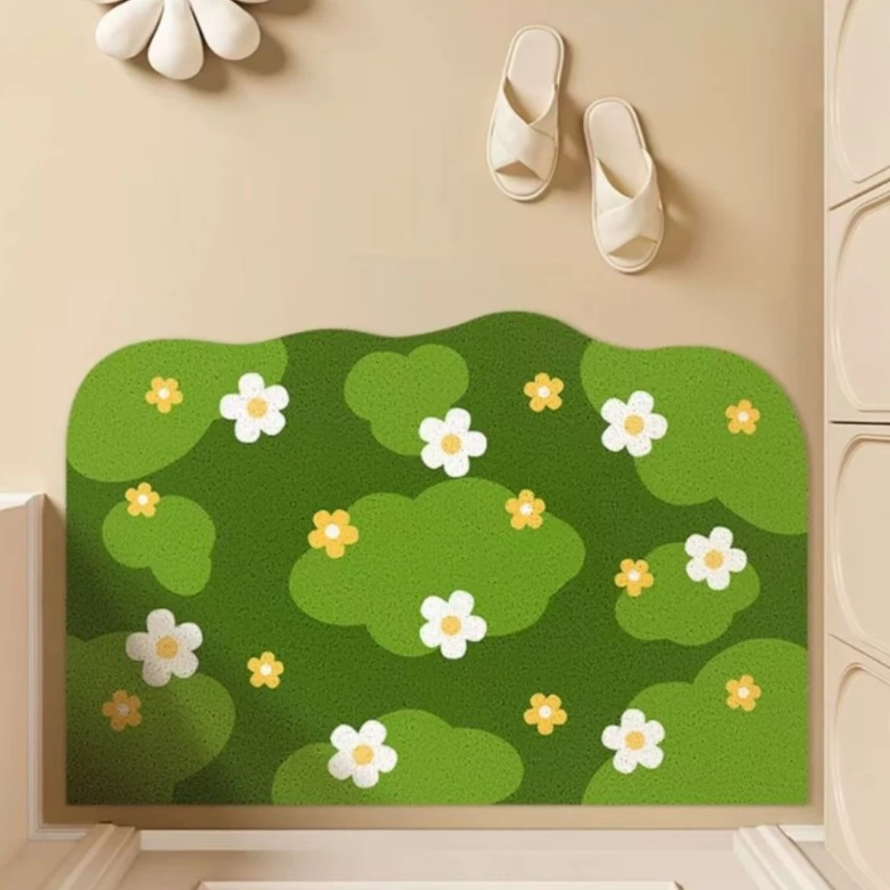 

Green Forest Door Mat Irregular Plant Shaped Outside Entrance Mat Carpet Front Door Mat Spring Welcome Entryway Doormat