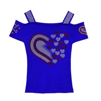 Haute qualité femmes à manches courtes maille t-shirts vêtements de luxe amour coeur brillant diamants été T-Shirt femme Streetwear hauts à la mode 6