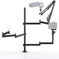 ULANZI Multifunction Live Broadcast Boom Arm Stand Microphone Arm Stand Flexible Desk Mount Camera Clamp Webcam Bracket