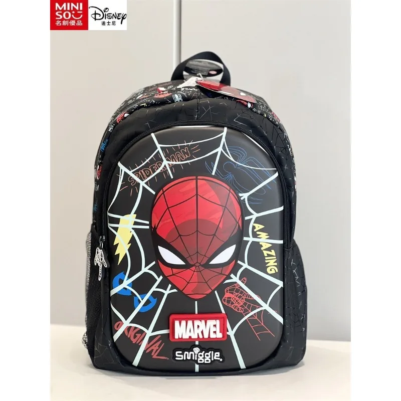 MINISO Spider-Man School Bag Large Capacity Cartoon Mermaid Backpack Primary and Secondary School Students Pull Backpack