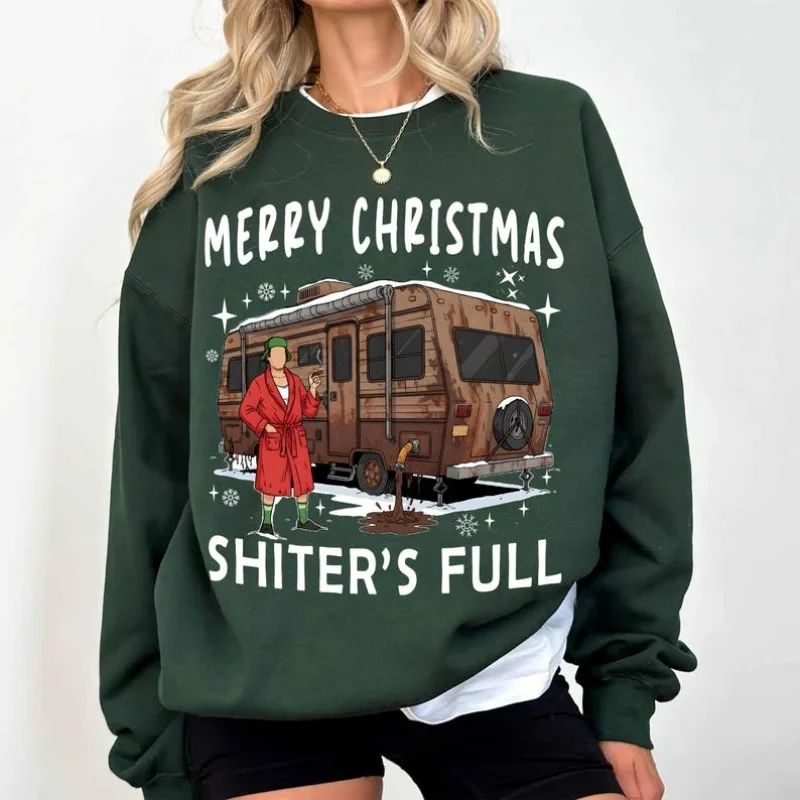 

Christmas Vacation Digital Merry Christmas Funny Holiday Clipart Gift Crew Neck Casual Comfortable Winter Thermal Hoodie Tops