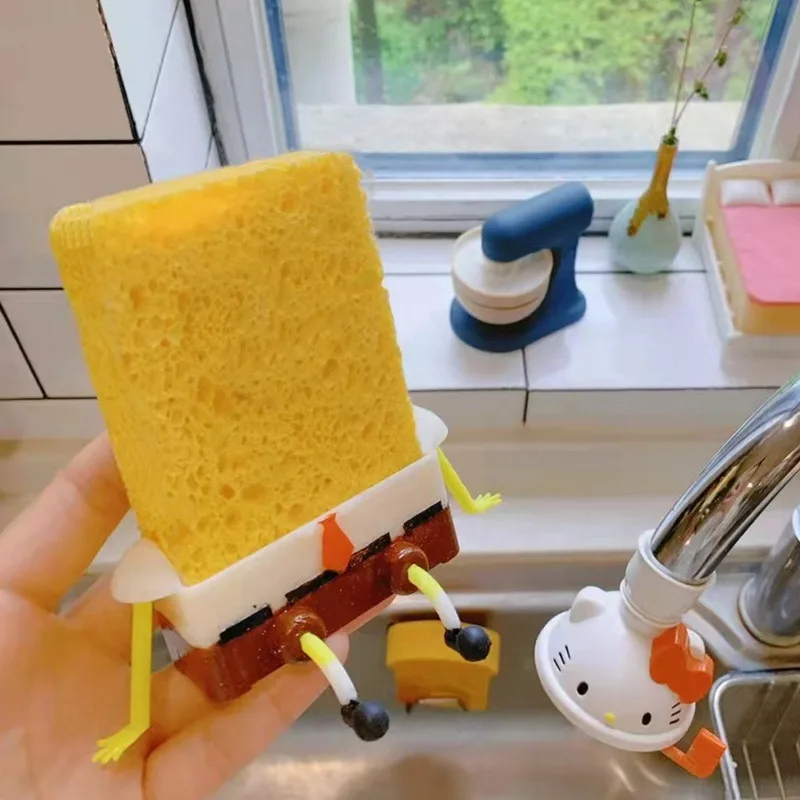 Cute Anime Sponge Cartoon Holder Kitchen Household Organizer Storage Utensils Drain Rack Soap Box Novel Home Accessories