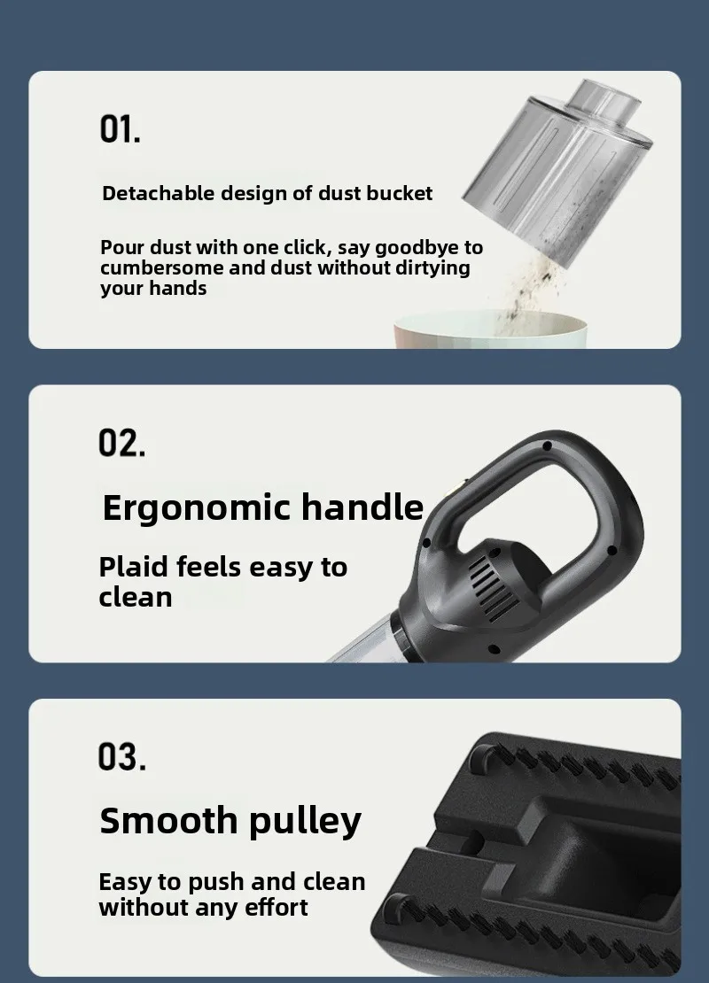 휴대용 휴대용 무선 충전 진공 청소기, 강력한 가정용 전원 청소기, 바닥, 담요, 애완 동물 청소 기기