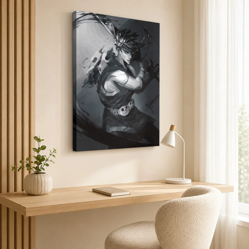 Hades Game Fanart Framed Canvas Poster Personalized Photo Gaming Anime Canvas Wall Art for Game Room Decor Gift for Collectors