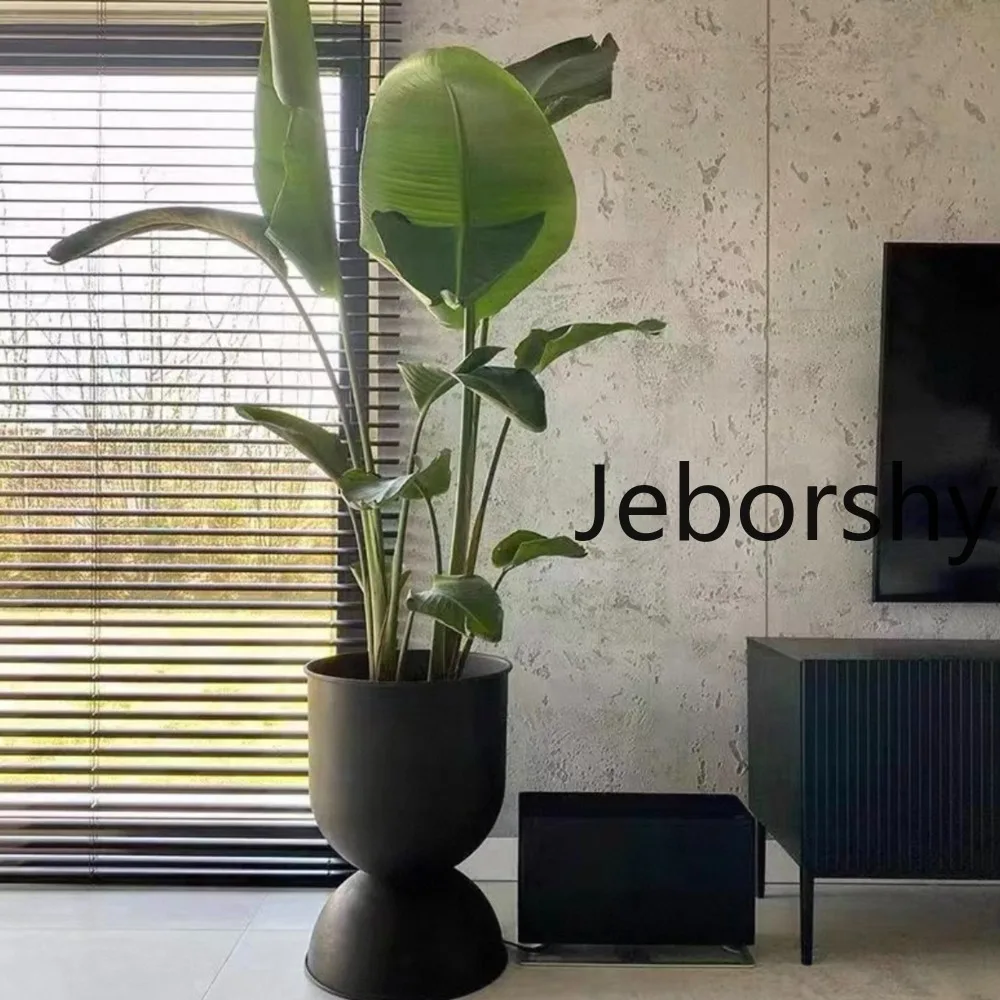 2026 New Black Matte Hourglass Shaped Metal Planter Nordic Minimalist Flower Pot for Indoor Outdoor Living Room Garden Decor