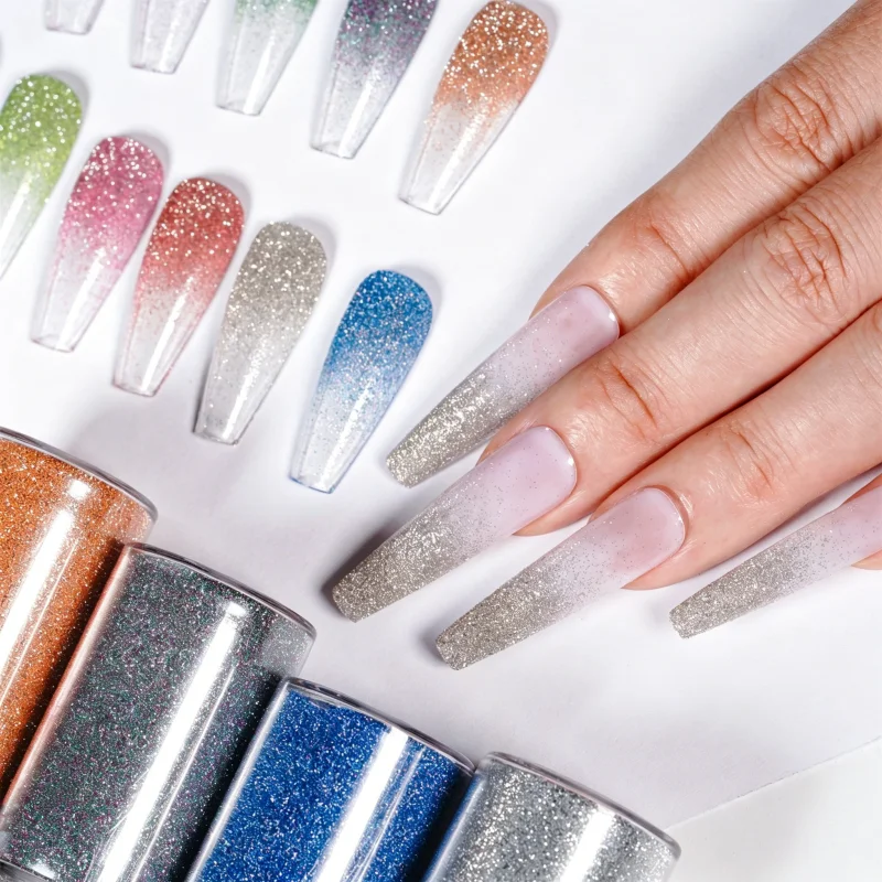 Neon Chrome Nail Powder – Gradient Diamond Misty Pigment, Glow-Intensifying Holographic Shimmer, Bright Light Reactive, Nail Art