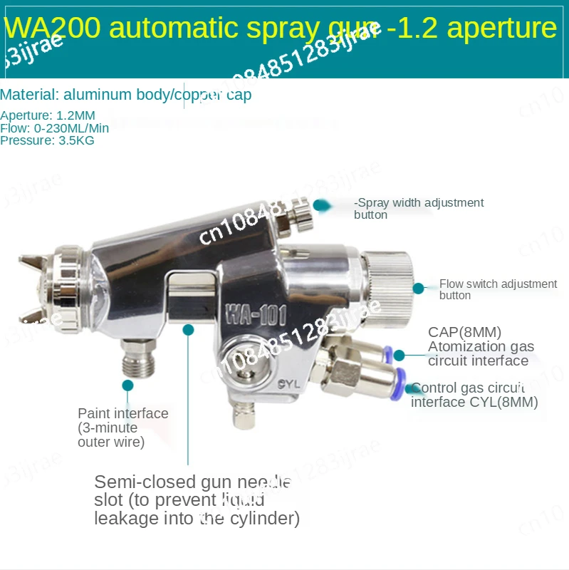 

WA-200 Spray Gun Assembly Line Atomizing Coupon Automatic Spray Gun 1.2/1.5/2.0/2.5/3.0/4.0mm Nozzle Big Nozzle Air Sprayer