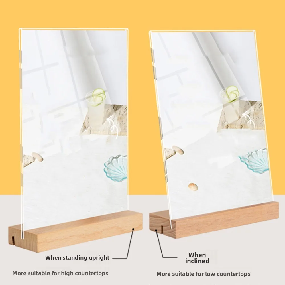 Slant/straight Groove Menu Paper Display Stand 2 Uses Highly Transparent Menu Sign Holder Waterproof Protective