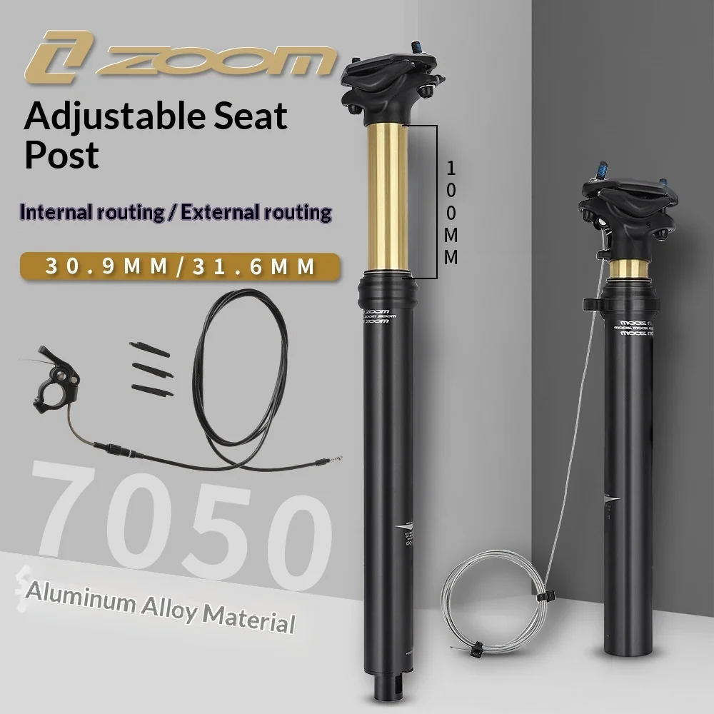

ZOOM Wire-Controlled Dropper Seatpost MTB Road Bike Adjustable Seat Tube Internal External Routing 30.9 31.6mm